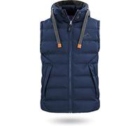 normani Herren Wattierte Weste Winddichte Steppweste mit Sweat Kapuze und Stehkragen Outdoor Bodywarmer Marine 4XL