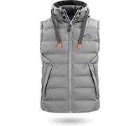 normani Herren Wattierte Weste Winddichte Steppweste mit Sweat Kapuze und Stehkragen Outdoor Bodywarmer Farbe Grau Größe L/52