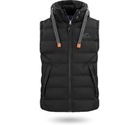normani Herren Wattierte Weste Winddichte Steppweste mit Sweat Kapuze und Stehkragen Outdoor Bodywarmer Farbe Schwarz Größe M/50