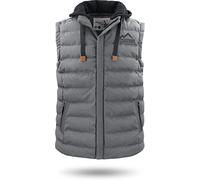 normani Herren Weste Steppweste mit Sweat Kapuze und Stehkragen - Outdoor Weste mit wasserdichten Reißverschlüssen Grau 3XL