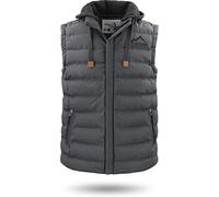 normani Herren Weste Steppweste mit Sweat Kapuze und Stehkragen - Outdoor Weste mit wasserdichten Reißverschlüssen Grau-Anthrazit 9XL