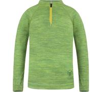 normani Kinder Merino Oberteil mit Zip Melange-Pullover Skipullover Troyer Sweatshirt mit Reißverschluss aus 100% Merinowolle für Junge und Mädchen Farbe Grün Größe 98-104