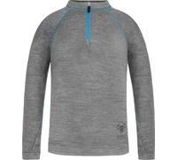 normani Kinder Merino Oberteil mit Zip Melange-Pullover Skipullover Troyer Sweatshirt mit Reißverschluss aus 100% Merinowolle für Junge und Mädchen Farbe Grau Größe 122-128
