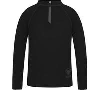 normani Kinder Merino Oberteil mit Zip Melange-Pullover Skipullover Troyer Sweatshirt mit Reißverschluss aus 100% Merinowolle für Junge und Mädchen Farbe Schwarz Größe 170-176
