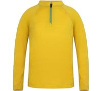 normani Kinder Merino Oberteil mit Zip Melange-Pullover Skipullover Troyer Sweatshirt mit Reißverschluss aus 100% Merinowolle für Junge und Mädchen Farbe Gelb Größe 134-140