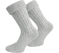 normani Kurze oder Lange Trachtensocken Trachtenstrümpfe Zopf muster Socken meliert Farbe Silbermelange Größe 43/46
