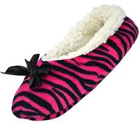 normani Kuschelige Damen Slipper für Zuhause mit tollem Motivdruck und ABS Farbe Zebra/Pink Größe 39/42