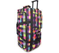 normani Leichte robuste Sport und Reisetasche 80-120 Liter - Trolley wasserabweisend reißfest leicht zu reinigen - 2 Rollen verstärkter Boden Schwarz/Lila/Gelb / 80 Liter XXL