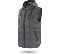 normani OUTDOOR SPORTS Wattierte Steppweste Bodywarmer - 100% Winddichte Outdoor Weste mit Lederpatch, Kapuze und Stehkragen Grau S