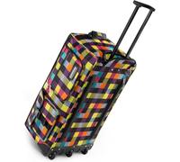 normani Reisetasche 80 L Reise-Trolley Jumbo XXL Big-Travel mit 3 Rollen und großem Hauptfach - riesig, Leichter und Stabiler Trolley Neon Square XXL