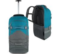 normani Reisetasche Trolley mit Rucksackfunktion 90 Liter - Backpacker mit Frontloader praktischer Reisetrolley und Rucksack in Einem mit 7 Fächern Farbe Grau/Petrol