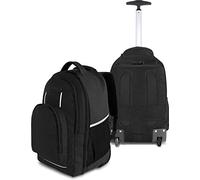 normani Rucksack mit Trolleyfunktion - 30 Liter Volumen Rucksacktrolley zum ziehen mit Laptopfach für Schule, Uni, Reisen, Ausflüge oder Einkaufen Farbe Schwarz mit Reflektoren