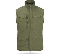 normani Sommer Outdoor Weste mit Sonnenschutz 50+ mit 9 Taschen und Netzinnenfutter Farbe Oliv Größe 3XL