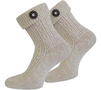 normani Trachten Socken im Landhaus Stil mit Baumwolle und schönem Strickmuster Farbe Naturmelange mit Knopf Größe 39/42