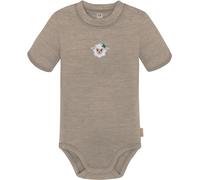 normani Unisex Baby 100% Merino Kurzarm Body mit YKK Druckknopf - kurzer T-Shirt Overall Toddler-Bodysuits aus 100% RWS zertifizierter Merinowolle - Mulesing frei Farbe Beige Größe 92