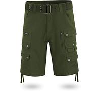 normani Vinatge Sommerhose Kurze Bermuda Shorts mit 16 Taschen für Herren aus Baumwolle inkl. Vintage-Gürtel mit Ösen Farbe Navy Größe 5XL