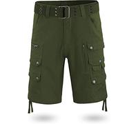 normani Vinatge Sommerhose Kurze Bermuda Shorts mit 16 Taschen für Herren aus Baumwolle inkl. Vintage-Gürtel mit Ösen Farbe Navy Größe L
