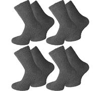 normani Weiche Kuschelsocken mit Motiv für Damen und Herren im 4er Pack Farbe Uni/Anthrazit Größe 39-42
