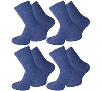 normani Weiche Kuschelsocken mit Motiv für Damen und Herren im 4er Pack Farbe Uni/Marine Größe 47-50