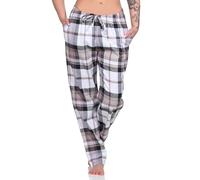 Normann Damen Flanell Pyjama Hose, Karierte Schlafanzug Hose lang, Farbe:Marine, Größe:36-38