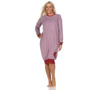 Normann Damen Frottee Langarm Nachthemd in Tupfen- und Ringeldesign - auch in Übergröße, Farbe:Ringel, Größe:44-46