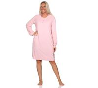 Normann Damen Frottee Nachthemd Langarm mit Bündchen - auch in Übergröße, Farbe:rosa, Größe:36-38