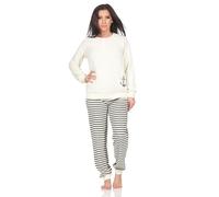 Normann Damen Frottee Schlafanzug in maritimer Optik und Anker Motiv, Farbe:weiss1, Größe:48-50