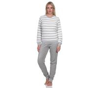 Normann Damen Frottee Schlafanzug Langarm mit Bündchen - auch in Übergrössen, Farbe:hellblau1, Größe:48-50