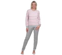 Normann Damen Frottee Schlafanzug Langarm mit Bündchen - auch in Übergrössen, Farbe:rosa1, Größe:48-50