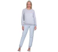 Normann Damen Frottee Schlafanzug mit Bündchen und floralem Motiv - auch in Übergröße, Farbe:hellblau, Größe:48-50