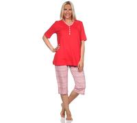 Normann Damen Kurzarm Capri Schlafanzug Pyjama im Ethnolook - auch in Übergrössen, Farbe:pink, Größe:40-42