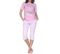 Normann Damen Kurzarm Capri Schlafanzug Pyjama in Katzen Optik - auch in Übergrößen