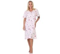 Normann Damen Kurzarm Nachthemd in klassischer floraler Optik mit 105 cm Länge, Farbe:rosa, Größe:48-50