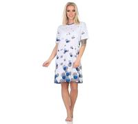 Normann Damen Kurzarm Nachthemd in Tupfen-Punkte Optik - auch in Übergrößen, Farbe:blau, Größe:56-58