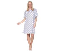 Normann Damen Kurzarm Nachthemd in Tupfen-Punkte Optik - auch in Übergrößen, Farbe:Marine, Größe:52-54