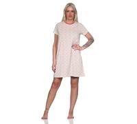 Normann Damen Kurzarm Nachthemd in Tupfen Punkte Optik, Farbe:pink, Größe:48-50