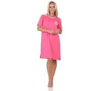 Normann Damen Kurzarm Nachthemd Sleepshirt in edler Optik - auch in Übergröße, Farbe:pink, Größe:60-62