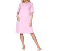 Normann Damen Kurzarm Nachthemd Sleepshirt in edler Optik - auch in Übergrößen, Farbe:rosa, Größe:40/42