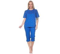 Normann Damen Kurzarm Schlafanzug Capri Pyjama in Tupfen-Punkte Optik - auch in Übergröße