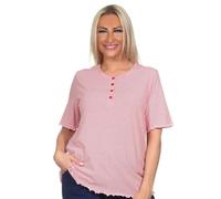 Normann Damen Kurzarm Schlafanzug Oberteil Pyjama Shirt Mix & Match - ideal zu kombinieren, Farbe:Streifen_pink, Größe:40-42