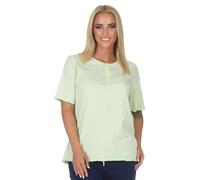 Normann Damen Kurzarm Schlafanzug Oberteil Pyjama Shirt Mix & Match - ideal zu kombinieren, Farbe:Streifen_grün, Größe:36-38