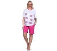 Normann Damen Kurzarm Schlafanzug Shorty in Tupfen-Punkte Optik - auch in Übergrössen, Farbe:pink, Größe:48-50
