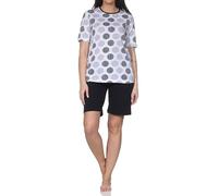 Normann Damen Kurzarm Shorty-Schlafanzug - Sommerliches Punkte-Design, auch in Übergrößen, Farbe:schwarz, Größe:52/54