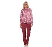 Normann Damen Langarm Hausanzug Homewear in Herz Optik - auch in Übergrösse, Farbe:Beere, Größe:40-42