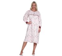 Normann Damen Langarm Nachthemd im klassischen fraulichen Design mit Knopfleiste am Hals