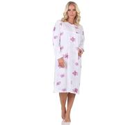 Normann Damen Langarm Nachthemd im klassischen fraulichen Design mit Knopfleiste am Hals, Farbe:lila, Größe:48-50