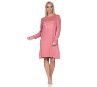 Normann Damen Langarm Nachthemd in Kuschel Interlock Qualität - auch in Übergrößen, Farbe:rosa, Größe:56-58
