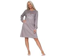 Normann Damen Langarm Nachthemd in Kuschel Interlock Qualität - auch in Übergrößen, Farbe:Sand, Größe:36-38