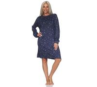 Normann Damen Langarm Nachthemd in Kuschel Interlock Qualität mit Bündchen in Sterne Optik, Farbe:blau-Mel., Größe:40-42