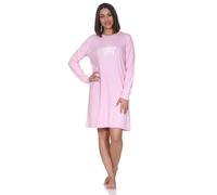 Normann Damen Langarm Nachthemd in Kuschel Interlock Qualität mit Bündchen in Sterne Optik, Farbe:pink, Größe:44-46